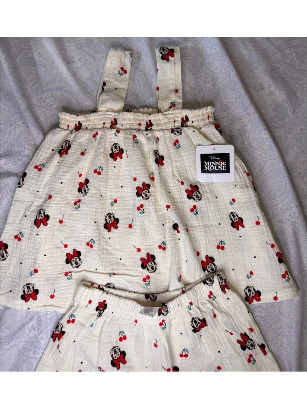 Disney Minnie Mouse & Cherry Print Gauze 100% Cotton 2 piece Shorts Set